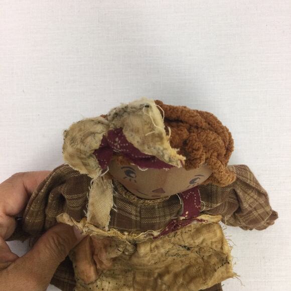 Vintage Handmade Collectible Primitive Folk Art Raggedy Ann Rustic 11" Rag Doll - Picture 12 of 13